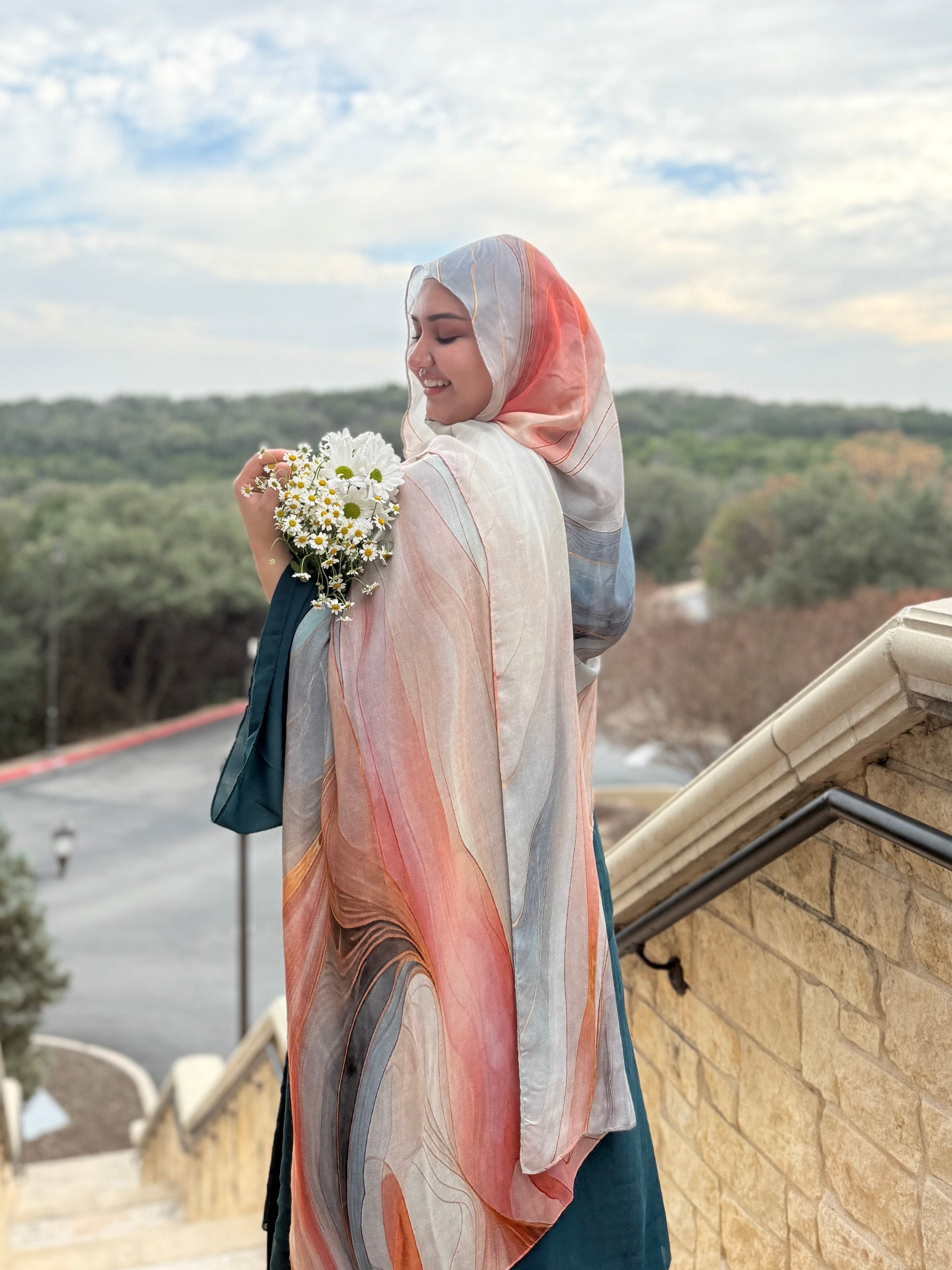 Printed Modal Hijab-Ocean Bloom